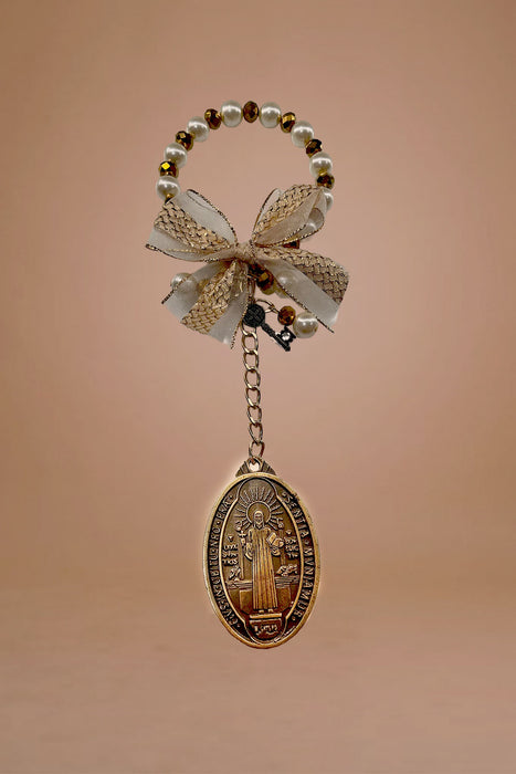 Blessing Saint Benito Medallion w/pearls