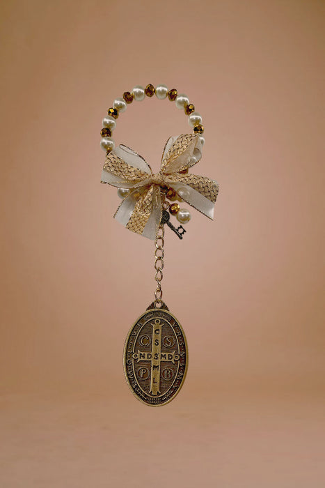 Blessing Saint Benito Medallion w/pearls